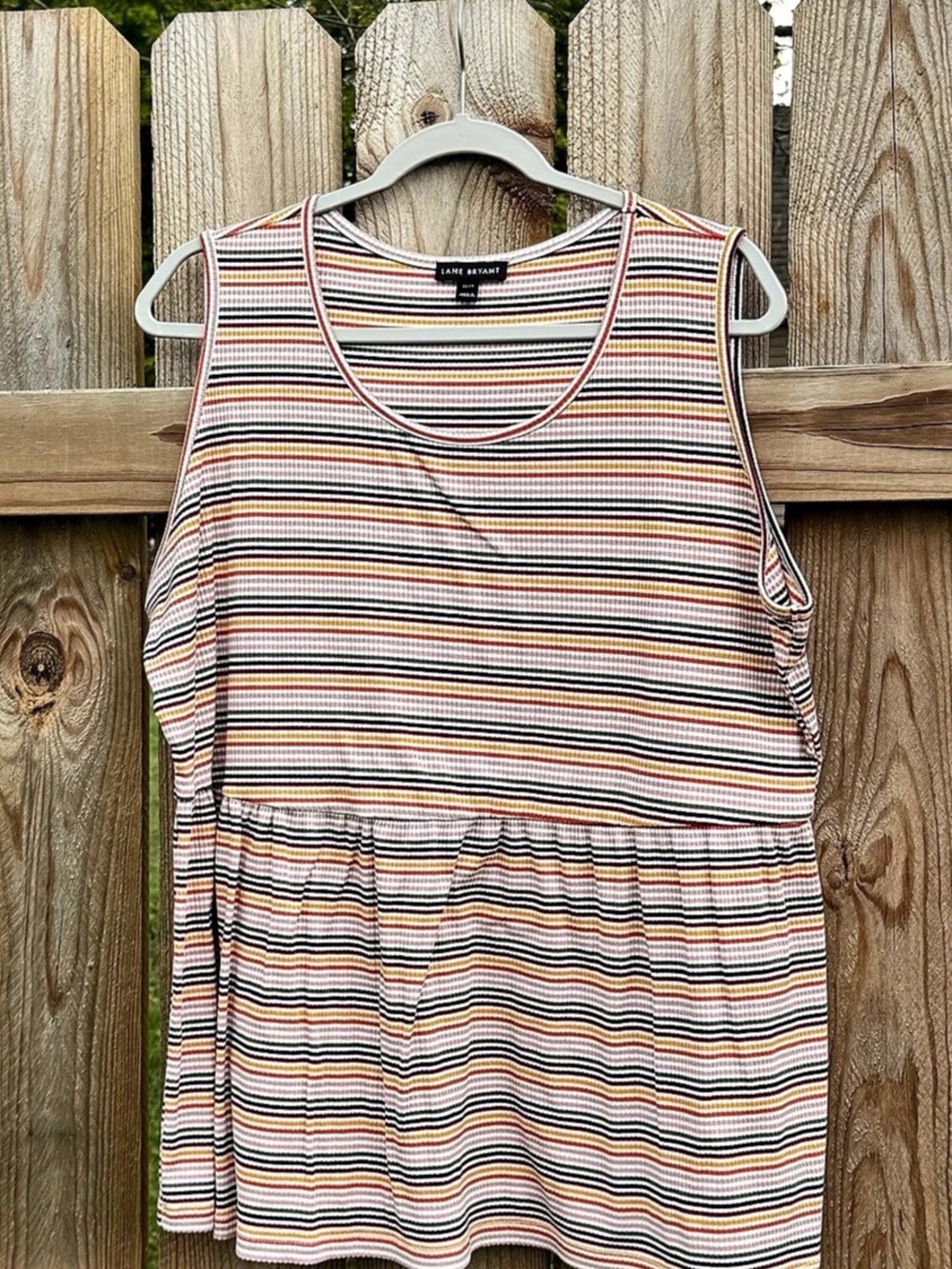Lane Bryant Peplum Tank Top Women’s 22/24 Striped Ribbed Babydoll Multi Color